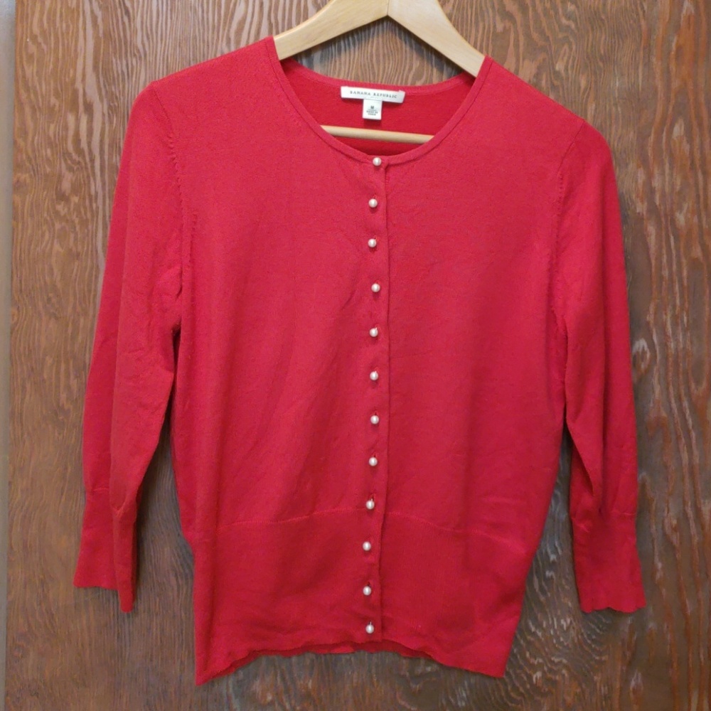 Banana Republic red cardigan sweater